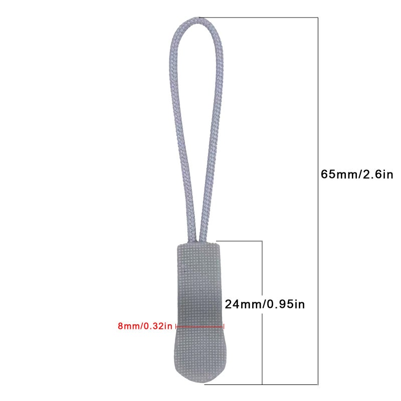 Urmspst 20PCS Zipper Pulls, Durable Nylon Cord Extension Zipper Tabs, Zip Fixer Cord Replacement for Backpacks, Jackets, Boots, Suitcase Luggage, Purses, Handbags, (Silver Grey) - Image 2
